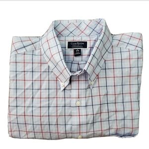 NWT Club Room Blue Plaid Button Down Shirt